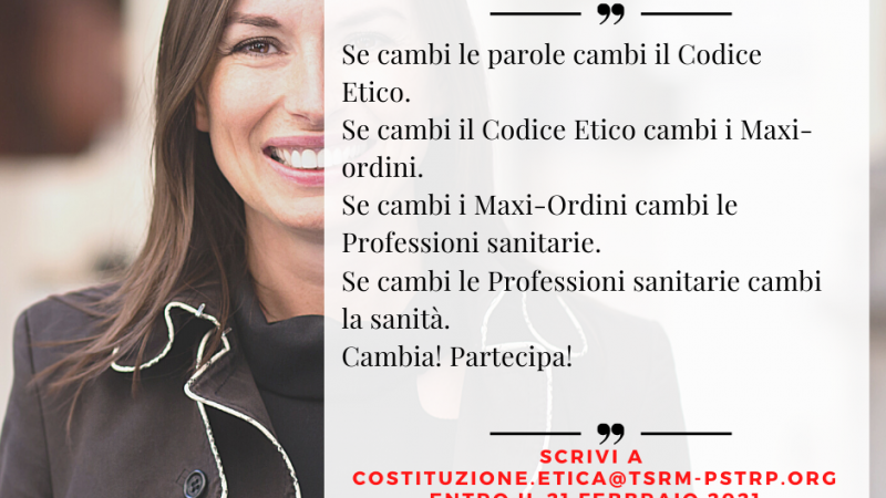 CAMBIA! PARTECIPA! Scrivi anche tu per modificare il Codice etico comune.